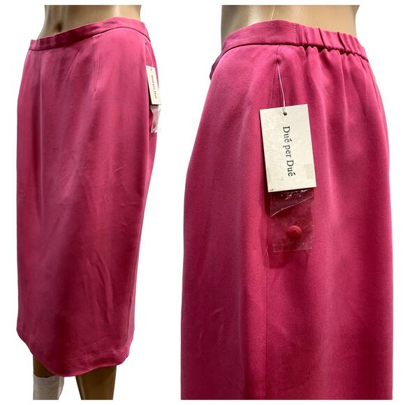 Vintage 90s Y2K NWT Bloomingdale's Pink Silk Pencil Skirt | 10 W 28 - 31" - Picture 6 of 10